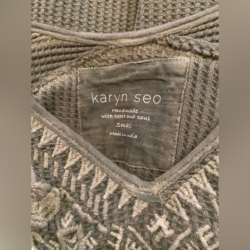 Karyn Seo Embroidered Cotton Boho Top, Size Small - Picture 4 of 8